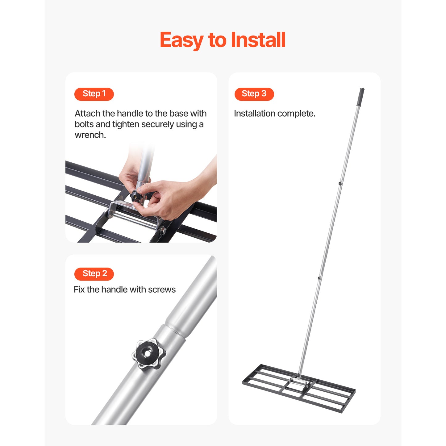 VEVOR Lawn Leveling Rake Q235 Carbon Steel – 10x30/36/48in Blade, 83.9in Adjustable Handle, 180° Rotating, 11.9 lbs, Leveling Tool for Yard Lawn Golf Course Farm Garden | Canada