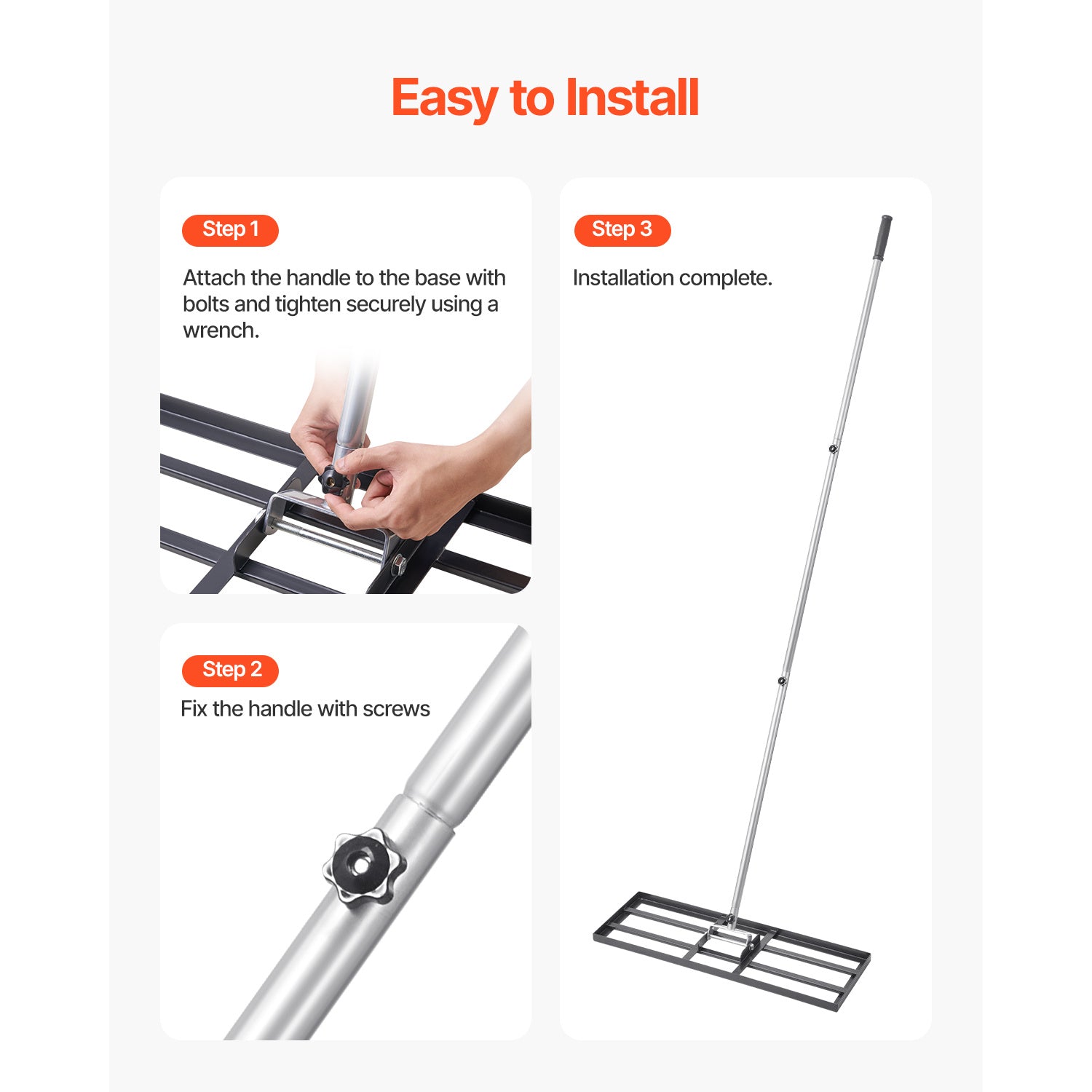 VEVOR 10x30/36/48in Lawn Leveling Rake 83.9 in Adjustable Handle for Yard Golf Court