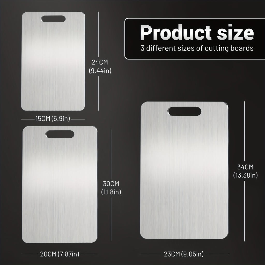 3/4pcs High-Quality Titanium Steel Cutting Board - Dual-Sided Food-Grade Stainless Steel, Smooth Surface for Kitchen & Dining Use, Perfect for Holidays Like Christmas, Halloween, Easter, Thanksgiving, Best for Christmas