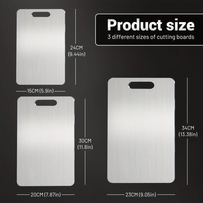 Titanium Steel Cutting Board Set 3/4pcs - Dual-Sided Food-Grade Stainless Steel Kitchen Chopping Board for Meat Vegetables Fruit