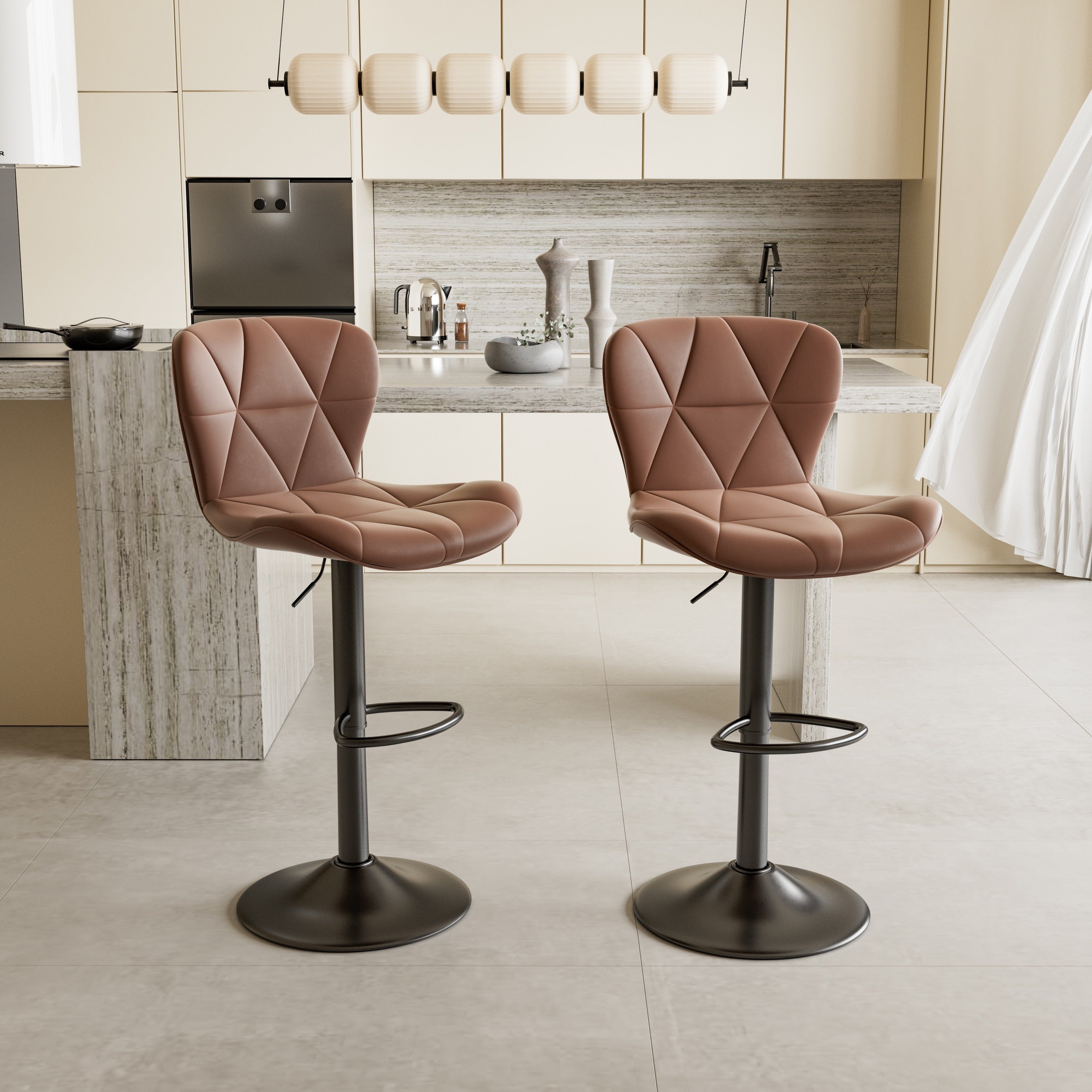 Adjustable Swivel Bar Stools Set of 2 or 3 Modern Faux Leather with Back Support Counter Height Kitchen Island Stools - Canada