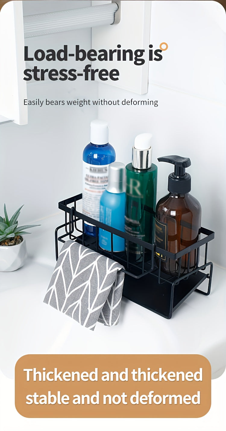 Kitchen Sink Organizer/Stainless Steel Sponge Holder/Sink Caddy for Brush, Soap, And Cloth/Space-Saving Countertop Storage for Kitchen Accessories/with Drainage
