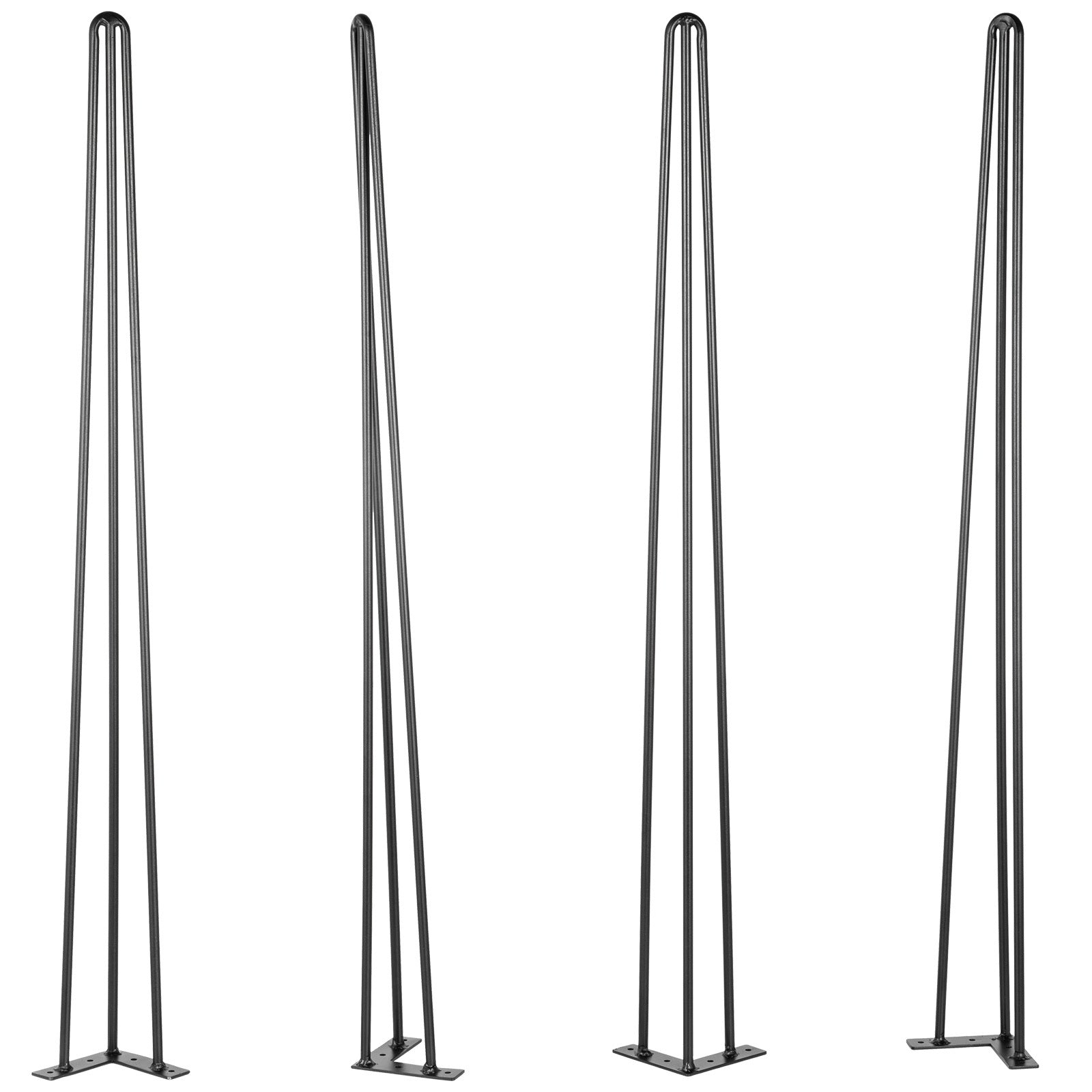 Hairpin Table Legs Set of 4 – Carbon Steel 3-Rod Design, 220 lbs Each, 16–40 Inch – Heavy Duty DIY Furniture Legs for Desk, Bench, Dining Table & Chairs – Black Powder Coat