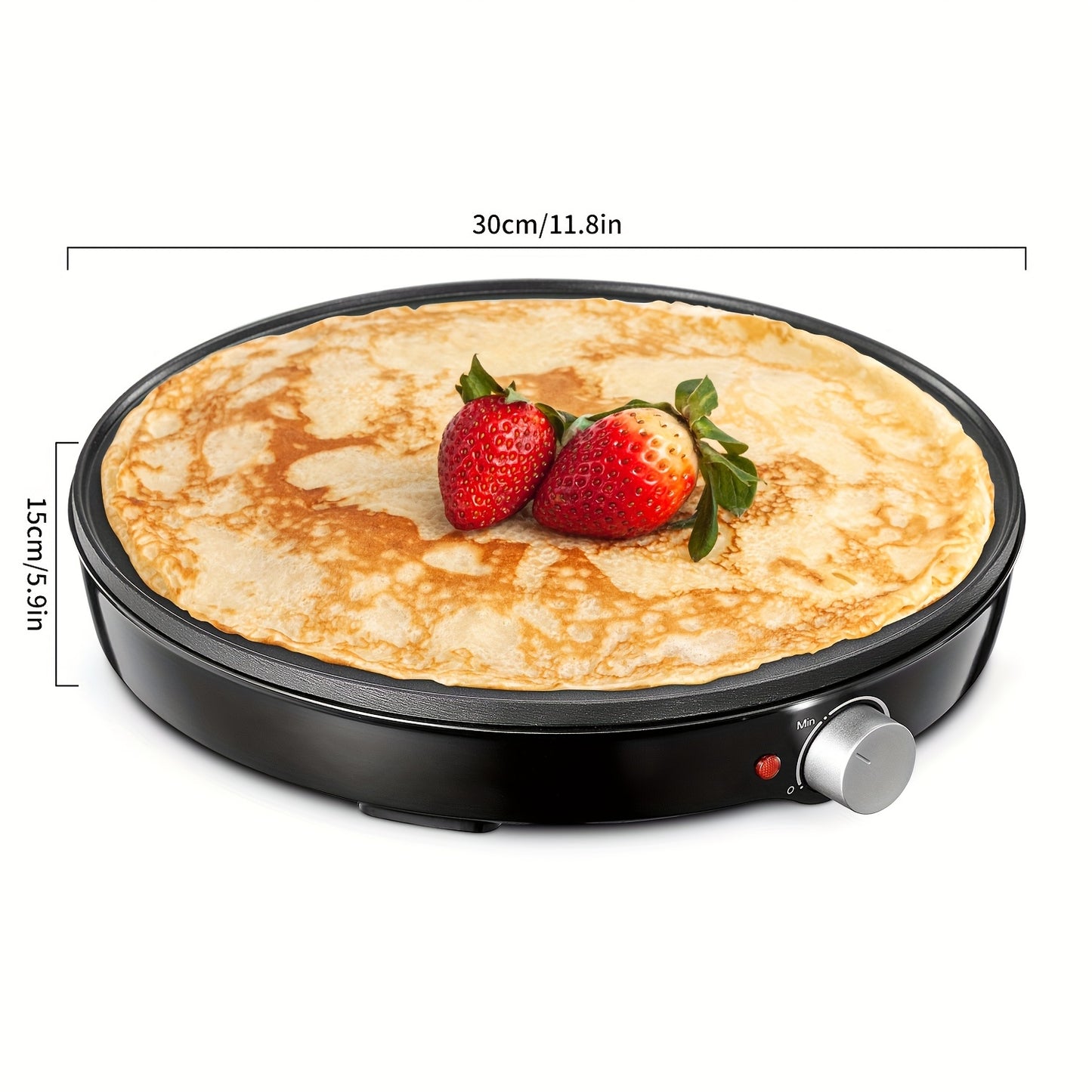 Electric Crepe Maker 12" Nonstick Pancake Griddle 1000W with Adjustable Temperature Control – Includes Spatula & Batter Spreader, Makes Crepes, Pancakes, Omelets & Quesadillas, Compact Countertop Design