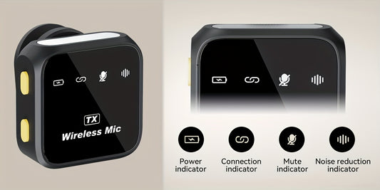 Wireless Lavalier Microphone Compatible with Various Devices, with Charging Case, Battery Life Of 80 Hours, Noise Cancellation, Suitable for Youtube's 164 Foot Range Plug And Play Notebook Microphone, Video Recording, Vlog, Real Time Streaming Media