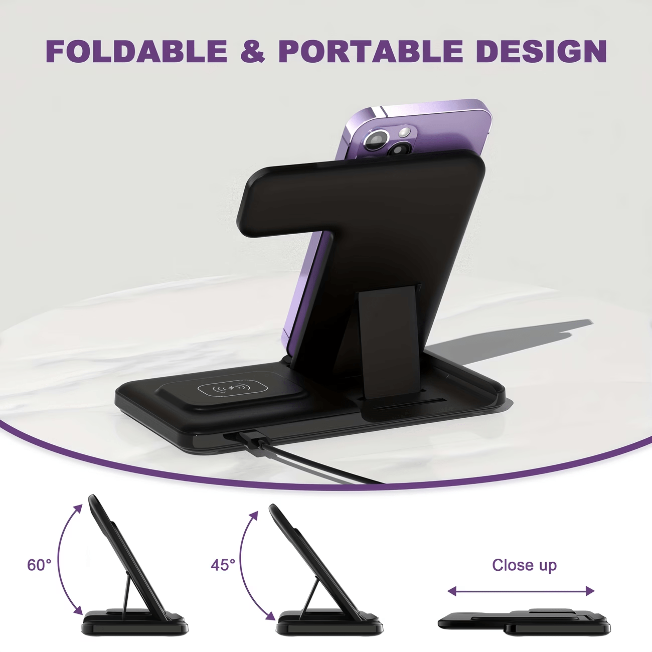 【Father's Day】Neohost 3-in-1 Wireless Charging Station for iPhone/Compatible with Phone 17, 16, 15 Pro Max, 13, 12, 11/Watch Series 10, 9, 8, 7, 6, 5, 4, 3, 2 & Ultra Models/Auto Accessories.A perfect mother's day gift