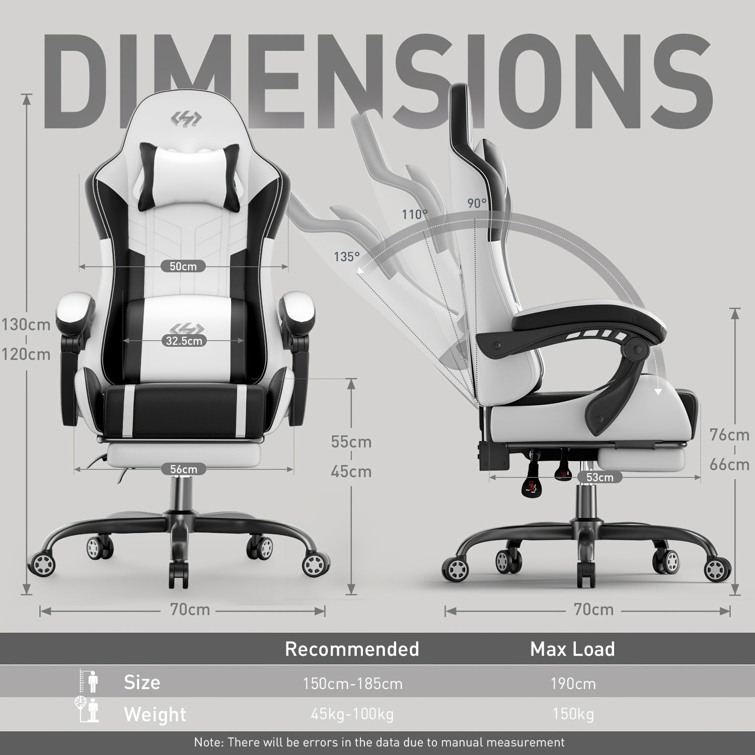 Ergonomic Gaming Chair with Lumbar Massage & Adjustable Headrest, The Most Beloved Christmas Gift for Gamers, High-Back PU Leather Computer Seat with Retractable Footrest and 360° Swivel Base for Home Office, Gaming