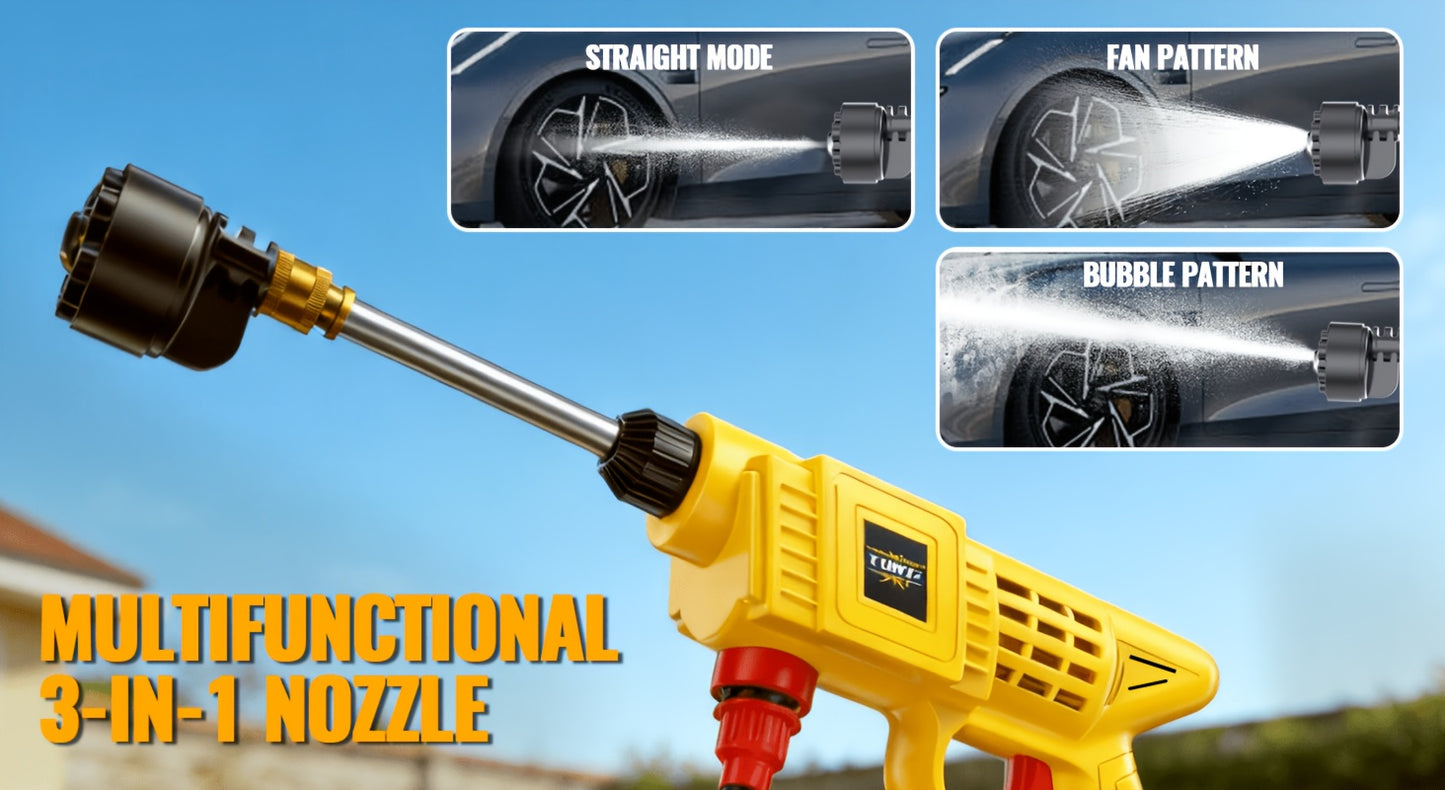 Cordless Lithium-Ion Pressure Washer Gun Portable High-Pressure Cleaning Machine with Ergonomic Grip, Rechargeable Battery – Ideal for Car Wash, Patio, Garden & Courtyard Outdoor Cleaning, Lightweight Handheld Design