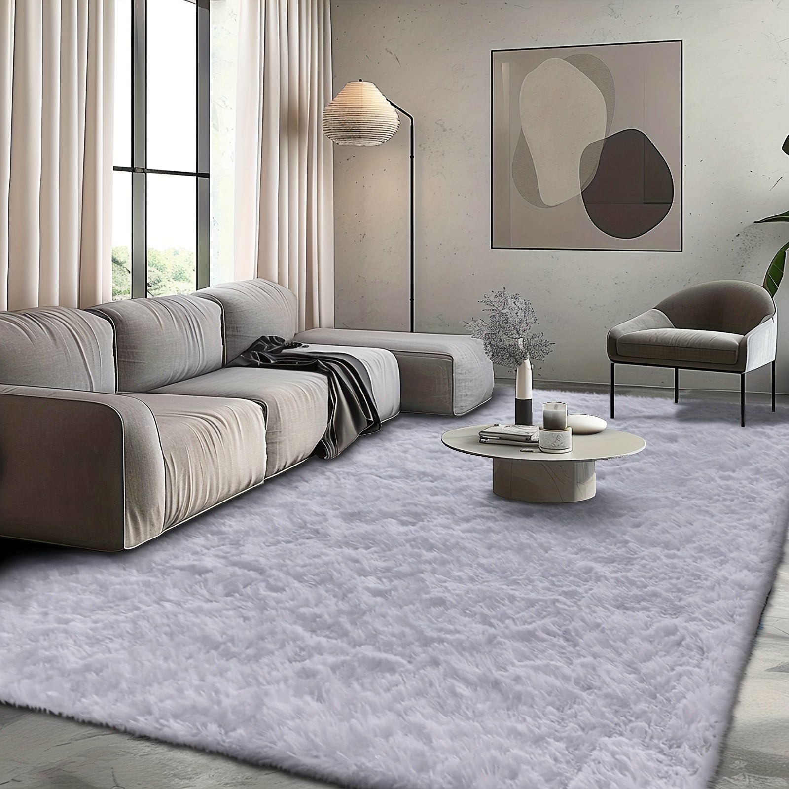 Fluffy Soft Area Rug – Luxury Non-Slip Indoor Carpet for Living Room, Bedroom & Home Decoration, Ultra-Plush Floor Rug, 7 Colours & 5 Sizes, Tie-Dye Black White Navy Blue Grey