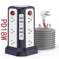 17-in-1 Surge Protector Power Strip with 12 AC Outlets & 5 USB Ports – PD 20W Fast Charging, 4-Zone Independent Switch, Touch Night Light, 6.5ft Extension Cord for Home Office Dorm Desk