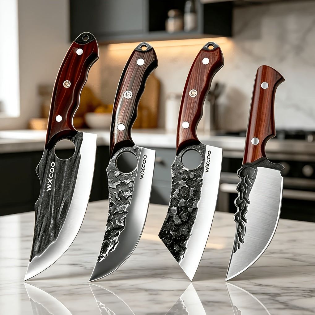 Stainless Steel Kitchen Knife Set 2/4pcs – Sharp Chef Boning Fruit Knives with Ergonomic Wood Handle for Home Cooking, Women's Kitchen Gift