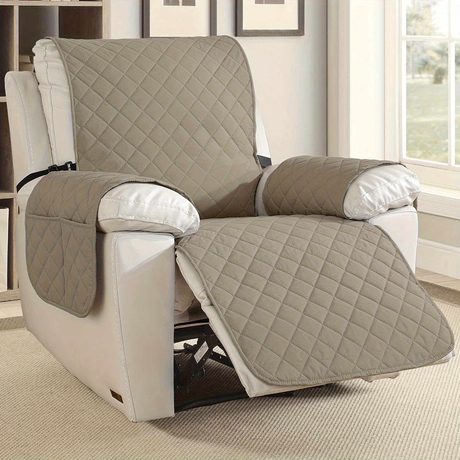 1pc 100% Modern Recliner Chair Cover, Non Slip Recliner Covers for Recliner Chair with Pocket, Pet-Friendly Sofa Protector, Machine Washable, with Drawstring Closure for Armchair to 4-Seater Sectionals for Office House Halloween Decor