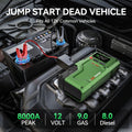 Car Jump Starter, 8000A&6000A Battery Jump Starter With Air Compressor, For Up To 2.64gal Gas And 2.11gal Diesel Engines, 12V Lithium Portable Jump Box Car Battery Jumper Start With LED Light Quick-Charge Battery Charger Power Bank
