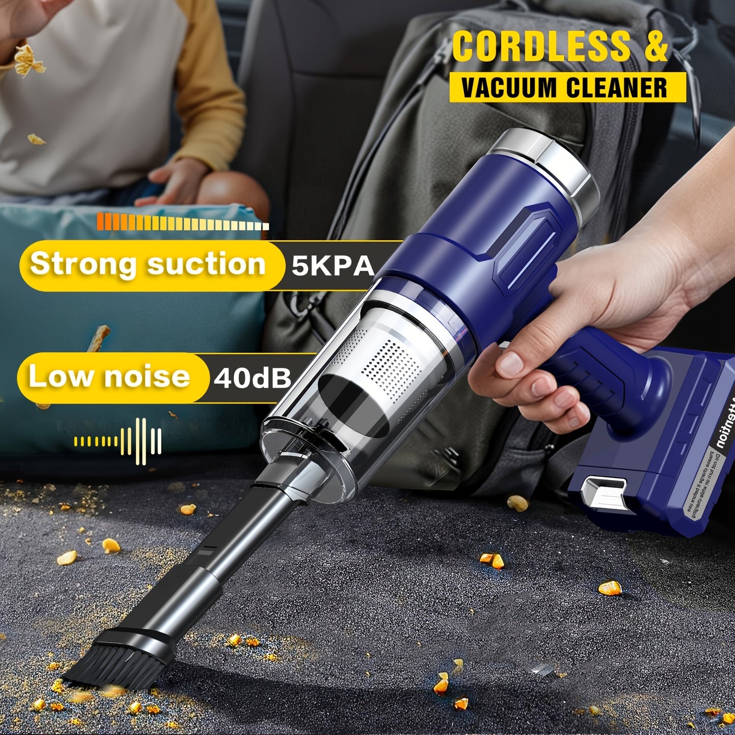 Powerful Wireless Car Vacuum Cleaner for Gaps & Dust – Cordless Automotive Vacuum for Cars, RVs, Kitchen & Floor Cleaning