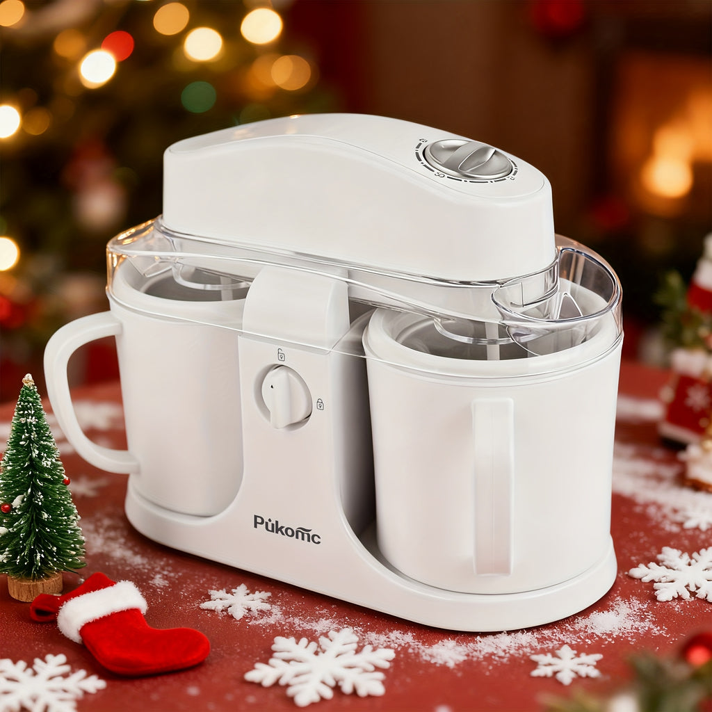 Homemade Delicious Ice Cream, Frozen Yogurt, And Fruit Smoothies, Easy to Make. 33.81oz Dual-cup Design, Detachable for Convenient Operation And Easy Cleaning, The Perfect Christmas Gift Choice!