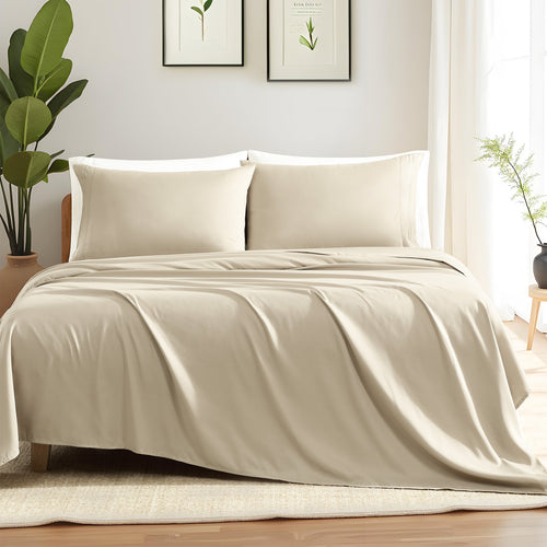 14-Inch Deep Pocket Bed Sheet Set – Lightweight Breathable Cooling, Wrinkle & Fade Resistant, Hotel Luxury Bedding, 3/4-Piece with Pillowcase, Flat & Fitted Sheet, Twin Full Queen King | ShopVora CA