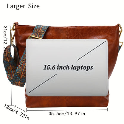 Wide Strap Women's Tote Bag – Large Capacity Fashionable Messenger Crossbody Shoulder Bag | Niche Trendy Design for Daily Commuting, Shopping & Travel | Stylish Everyday Handbag for Women