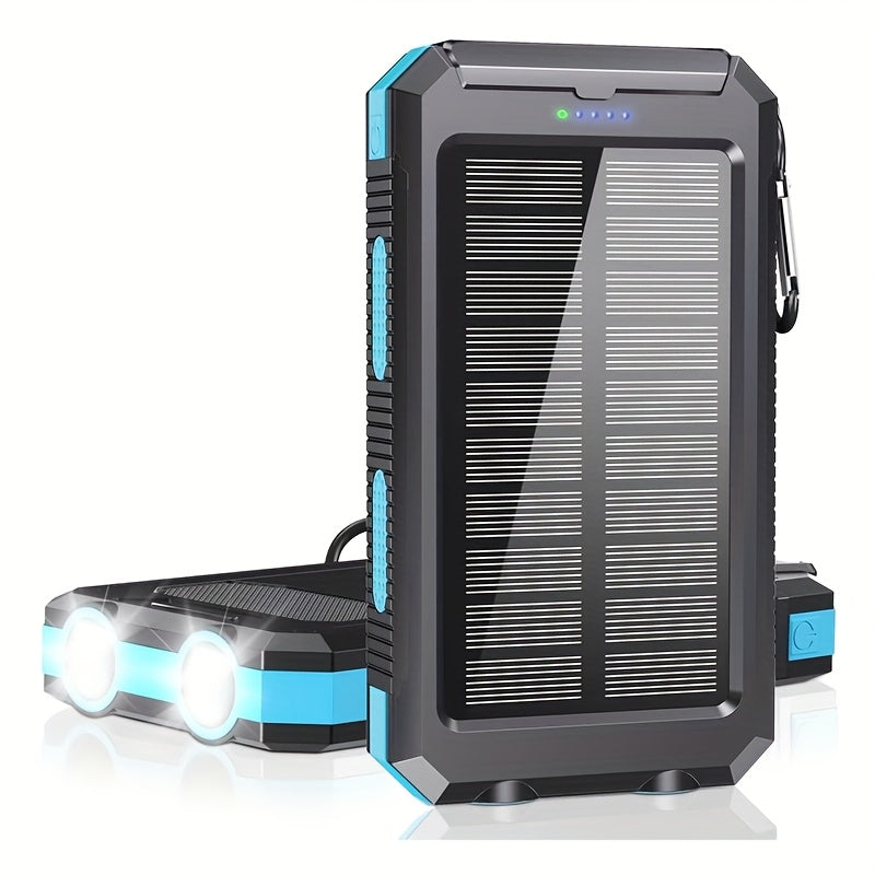 Solar Power Bank 10000mAh with LED Flashlight & Compass Dual USB + USB-C Outdoor Camping Emergency Backup Battery Compatible with iPhone Samsung iPad - Canada