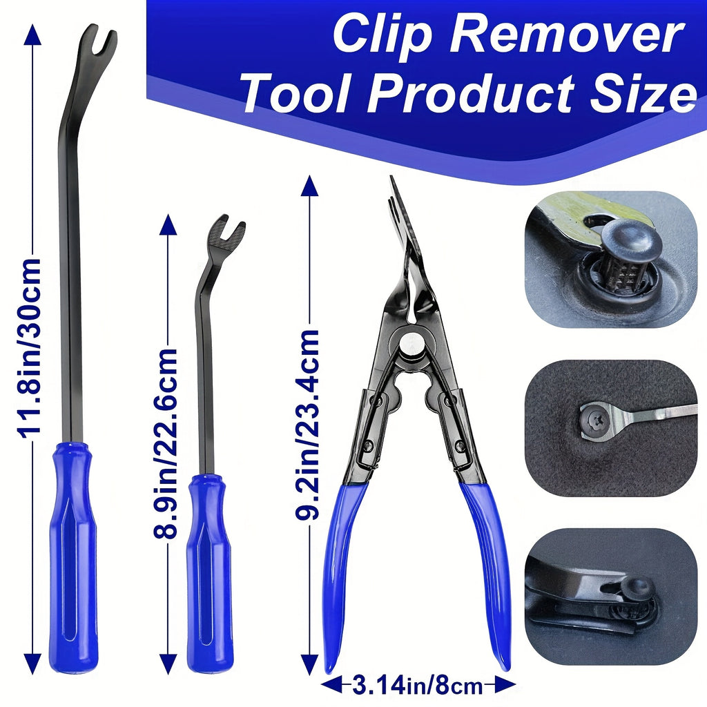 [Auto Clamp Pry Kit] 238pcs Trim Removal Tool, Fastener Remover Plastic Pry Tool Kit, Adhesive Cable Clips Auto Push Pin Bumper Retainer Clip Set with Storage Bag for Panel, Radio, Stereo, Audio, Dash, Window