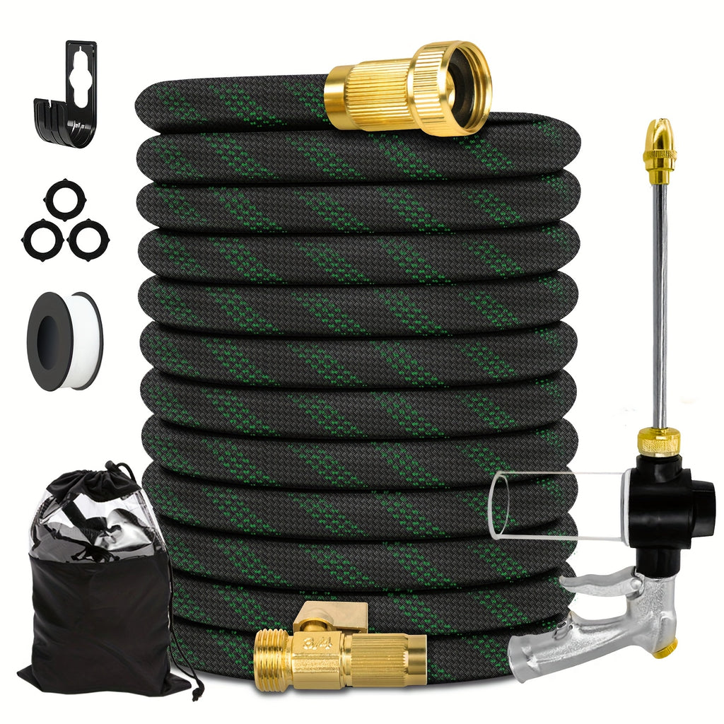 50FT/100FT/150FT Garden Hose | Flexible And Tangle-Free, Easy to Water And Wash | 10-Mode Nozzle (Immediate Connection) | Leak-Proof Brass Fittings | Includes Hose And Nozzle And Bonus (Green)