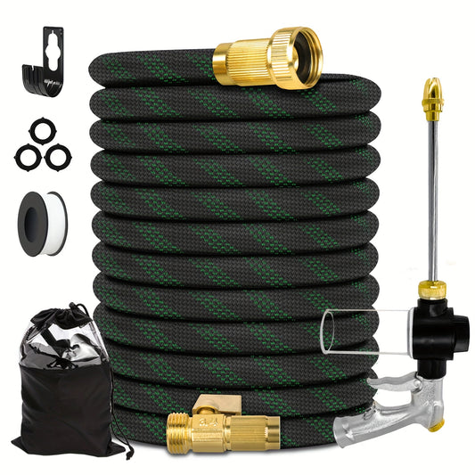 50FT/100FT/150FT Garden Hose | Flexible And Tangle-Free, Easy to Water And Wash | 10-Mode Nozzle (Immediate Connection) | Leak-Proof Brass Fittings | Includes Hose And Nozzle And Bonus (Green)