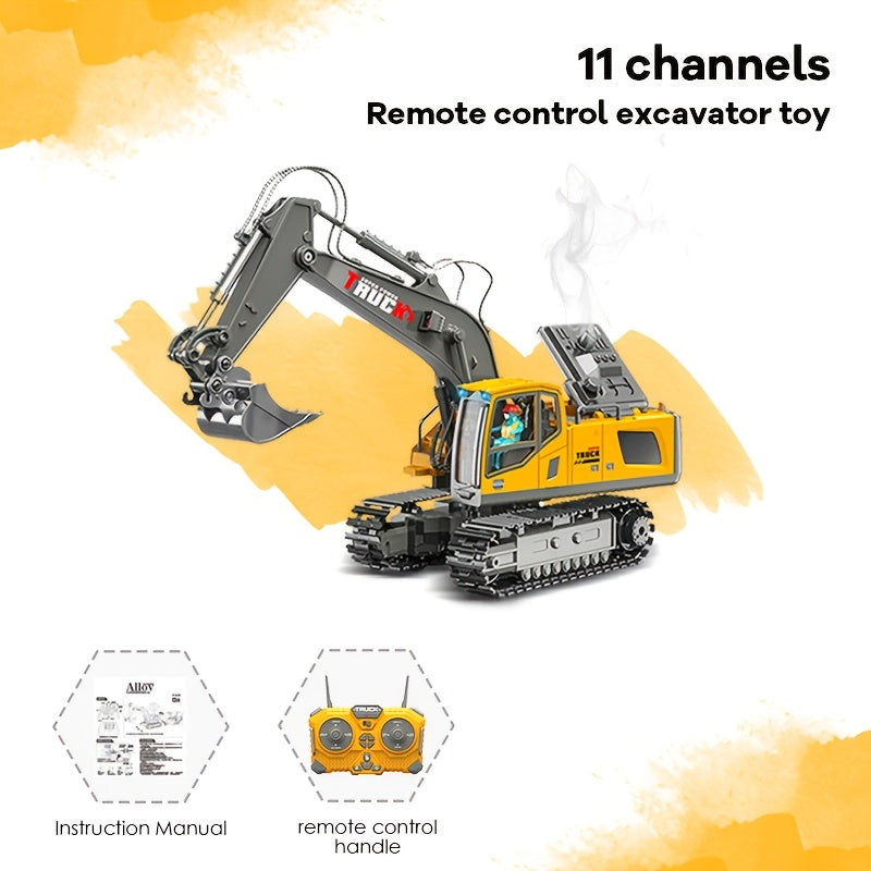 Mini Excavator Toy with And App Control, Fun Men's Toy, High-tech 11-Channel Alloy, Plastic Engineer Truck, Perfect Gift