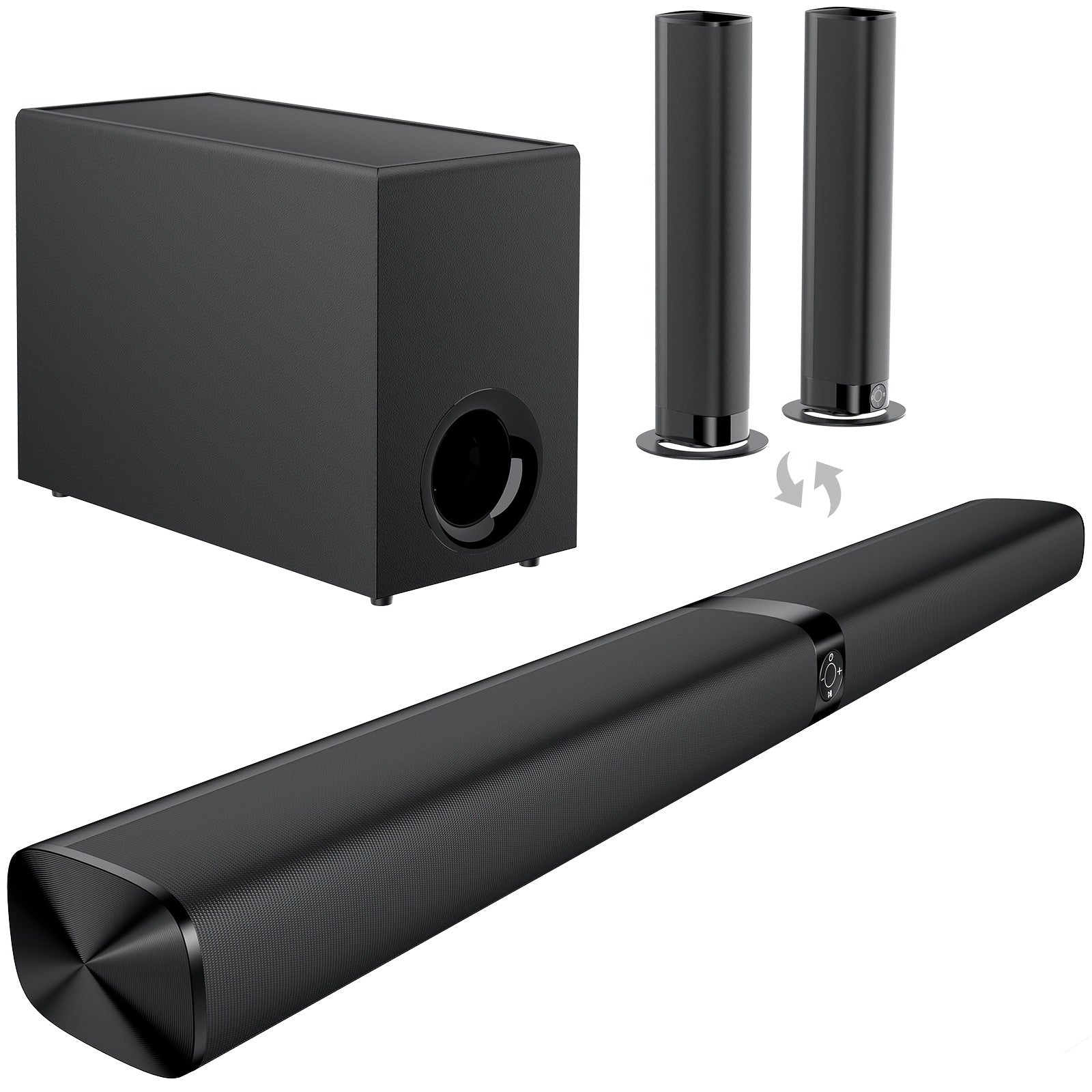 Separable TV Soundbar 32-Inch with Bluetooth 5.0, ARC / Optical / AUX, 3D Stereo Surround Sound, 4 Drivers & Infrared Remote – 120W & Standard, Smart TV Home Theatre Speaker Canada