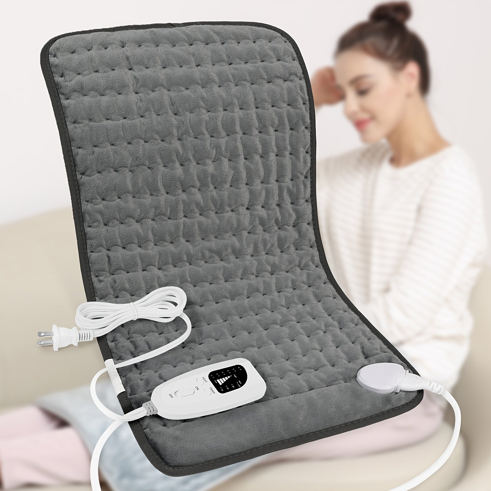 XL Electric Heating Pad 24x12in – 6 Heat Levels up to 140°F, 4 Timer Settings, Machine Washable, Plush Velvet for Back Neck Shoulder Leg Knee, Gift for Parents Canada