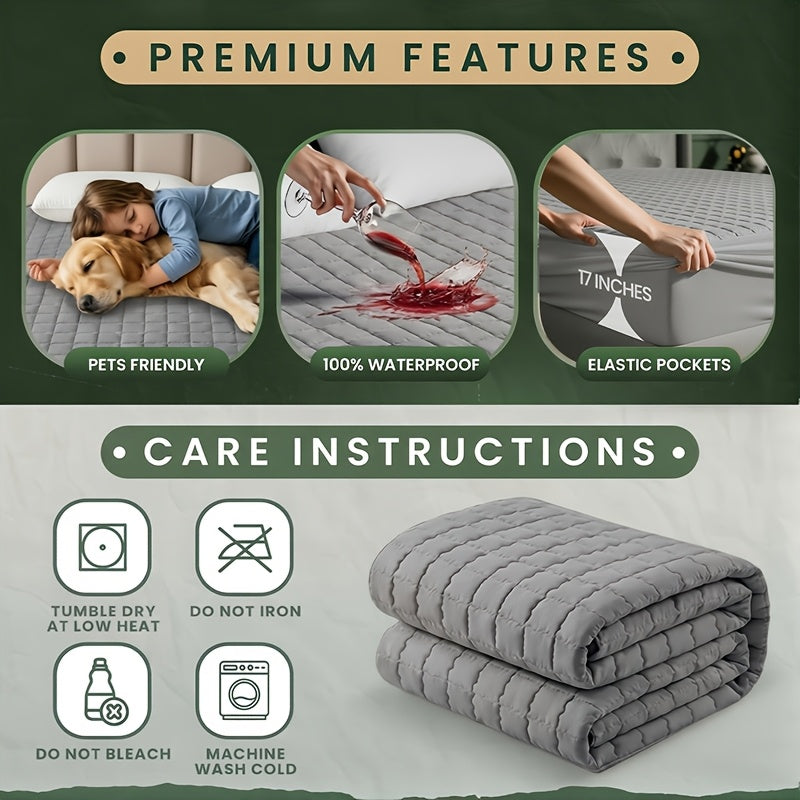 Waterproof Mattress Protector Cover Fitted Sheet Thickened Breathable Mattress Topper Pad Twin Full Queen King Size Bedroom Guest Room Hotel Comfortable Durable Bed Cover