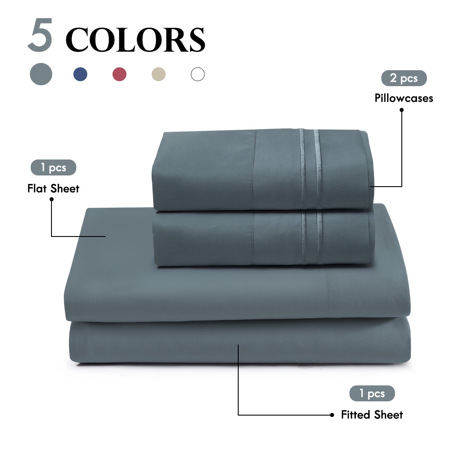 3/4pcs 14 Inch Deep Pocket Sheet Set – Lightweight, Breathable and Cooling – Wrinkle and Fade Resistant, Hotel Luxury–Ideal for Home, Dorms and Cool Summer Nights – Great Fall Winter Gift – Pillowcase, Flat Sheet, Fitted Sheet, Twin Full Queen King
