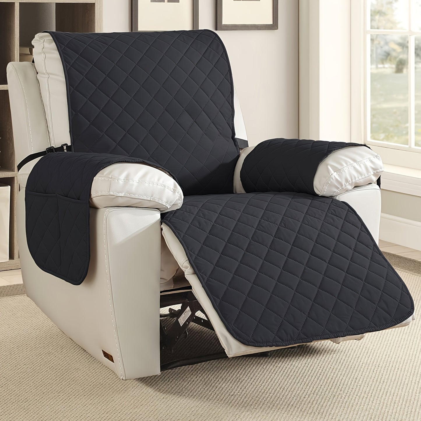 Recliner Chair Cover Non-Slip Sofa Protector with Pocket & Drawstring, Machine Washable Pet-Friendly Slipcover for Armchair to 4-Seater Sectional – 12 Colors