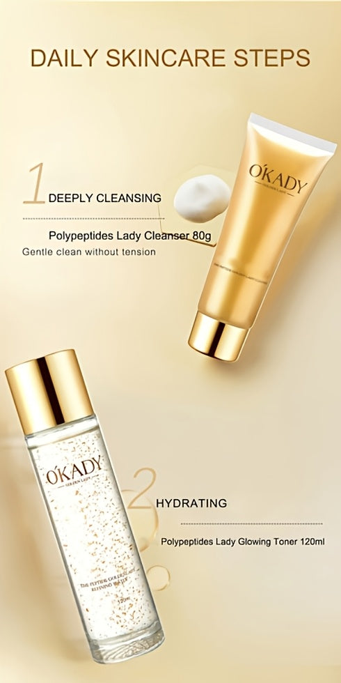 24K Gold Luxury Polypeptide Skincare Set – Day & Night Moisturizing & Firming Skin Care for All Skin Types, Non-Allergenic – Premium Christmas, New Year & Holiday Gift for Women