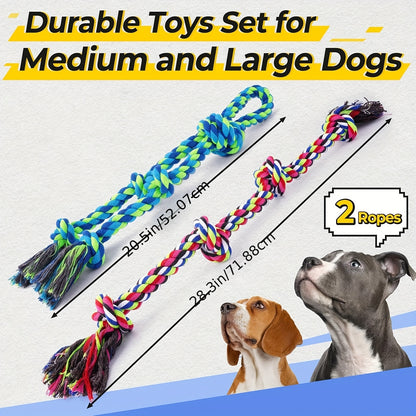 Heavy Duty Dog Rope Toys 2-Pack – Indestructible Tug-of-War Chew Rope for Large & Medium Dogs, Wear-Resistant Teething Toy for Aggressive Chewers & Large Breed Puppies