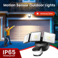 SYVIO Flood Lights Outdoor, LED Security Light for 4500SQ, 4500LM/30W, IP65, 240°/50ft Motion Sensor Outdoor Lights 3 Modes Dusk to Dawn, FT Area for Yard Garden, Garage And Backyard, Black (Hardwired)