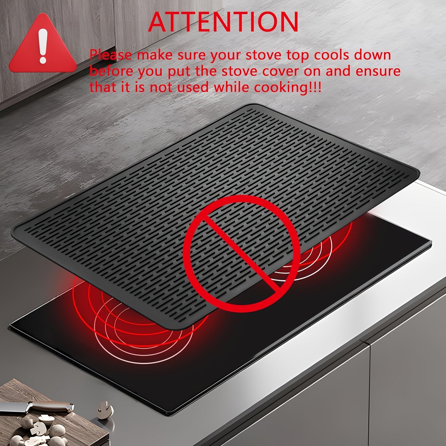 Silicone Stove Top Cover Mat 28"x20" Heat Resistant Glass Cooktop Protector – Extra Large Non-Slip Dish Drying Mat for Electric Induction Ceramic RV Range, Black