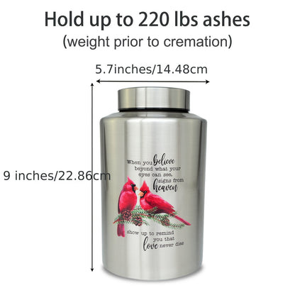 Large Cremation Urn for Human Ashes Up to 220 Lbs – Decorative Butterfly Stainless Steel Memorial Urn for Adults, Includes Velvet Bag, Secure Screw Lid | ShopVora CA