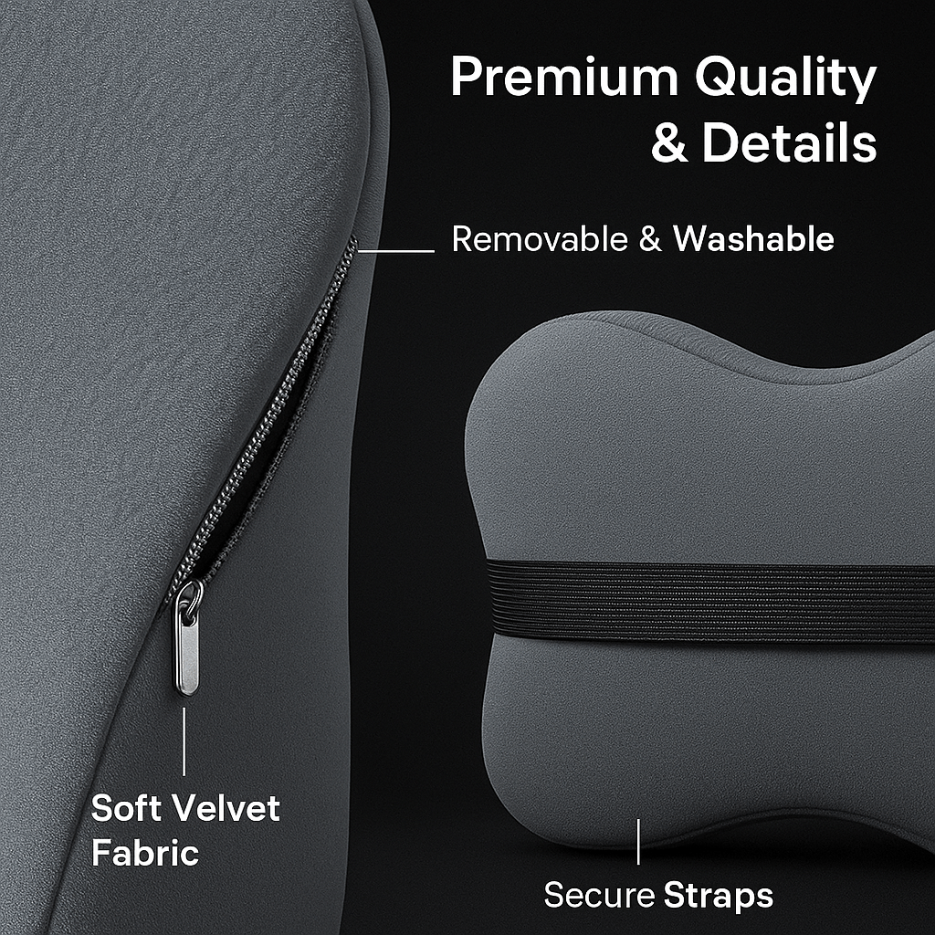 Car Headrest and Lumbar Support Set Autumn/Winter Comfort Upgrade Ergonomic Contoured Design High-Density Foam Filling Long-Distance Driving Comfort Includes