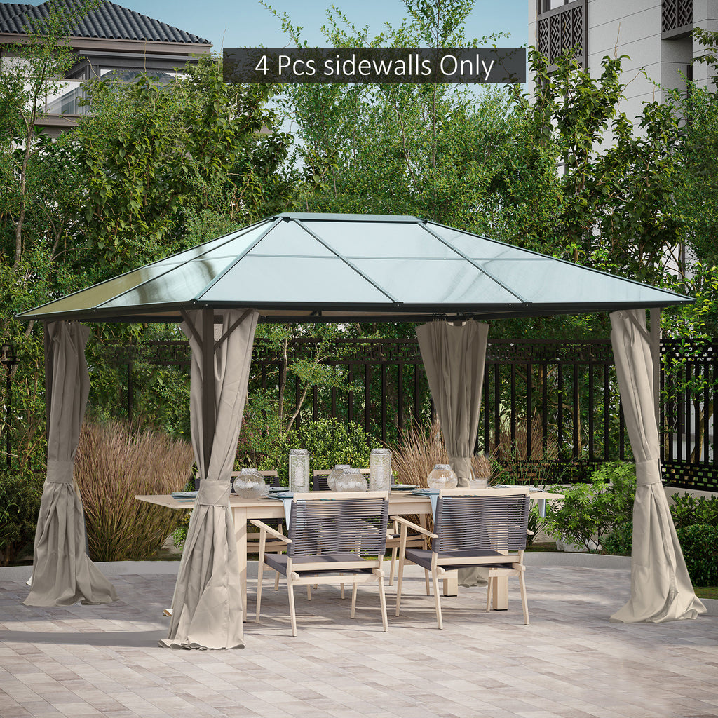 Replacement Gazebo Curtains with Zipper, 4-Panel Gazebo Privacy Side Panels Only, for 10' x 12' (3 x 3.6 M) Gazebos or Pergolas, Hooks/C-Rings Included, Brown, Outdoor Events Protection, Durable Polyester Fabric, Easy Installation