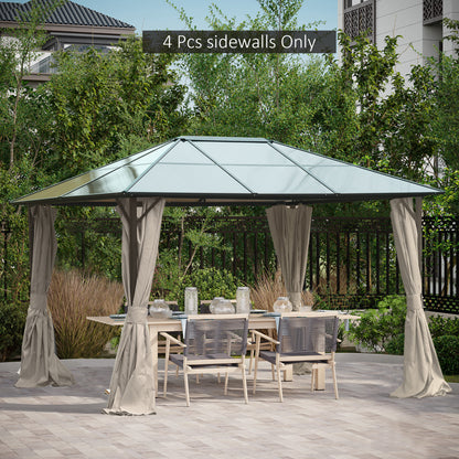 Gazebo Privacy Curtains 4-Panel with Zipper – Replacement Side Panels for 10’x12’ Gazebo or Pergola, Durable Polyester Fabric, Hooks & C-Rings Included, Wind & Sun Protection – Brown