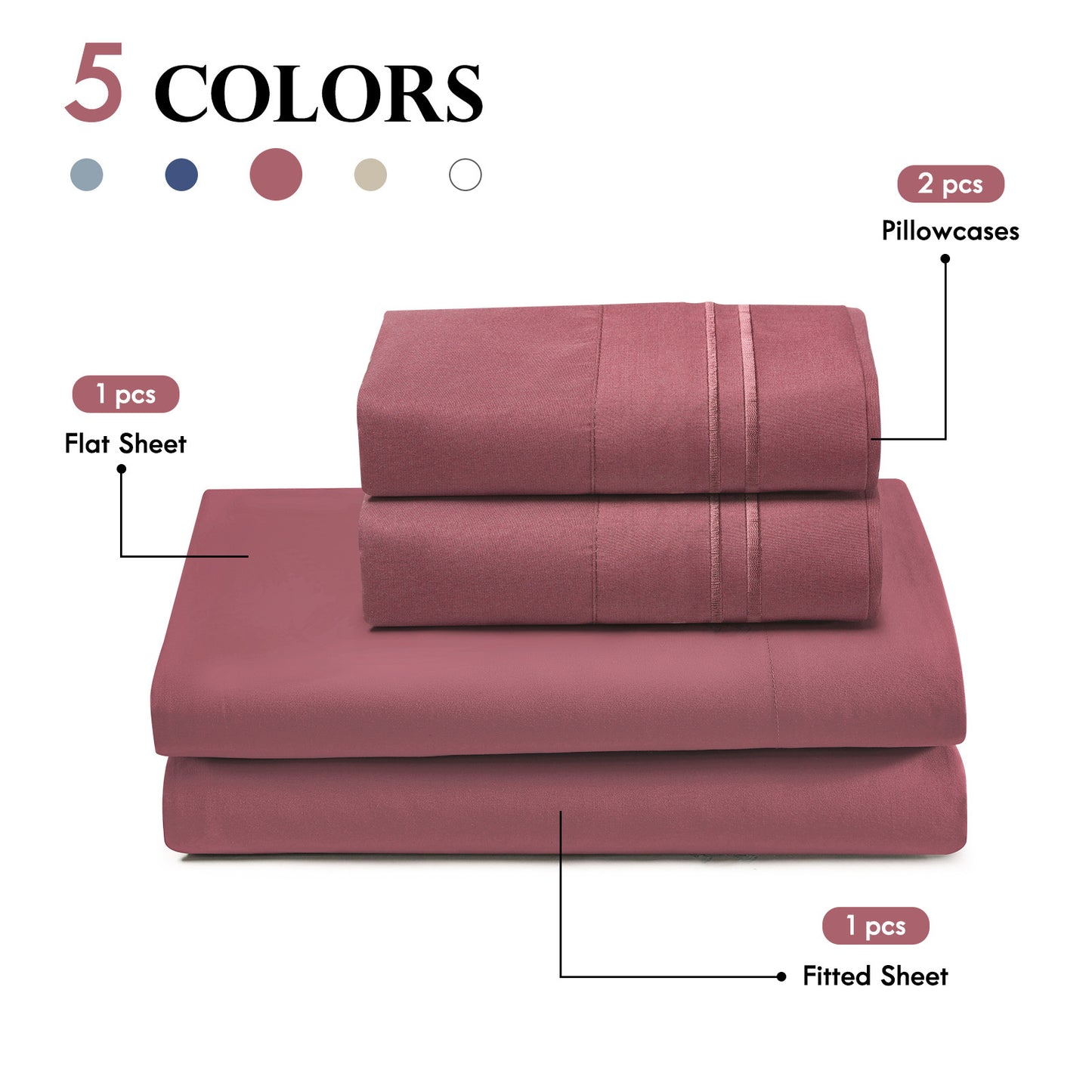 14-Inch Deep Pocket Bed Sheet Set – Lightweight Breathable Cooling, Wrinkle & Fade Resistant, Hotel Luxury Bedding, 3/4-Piece with Pillowcase, Flat & Fitted Sheet, Twin Full Queen King | ShopVora CA