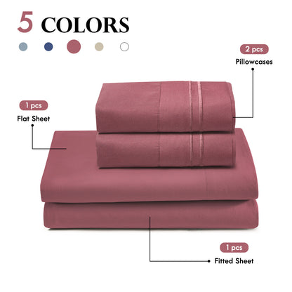 14-Inch Deep Pocket Bed Sheet Set – Lightweight Breathable Cooling, Wrinkle & Fade Resistant, Hotel Luxury Bedding, 3/4-Piece with Pillowcase, Flat & Fitted Sheet, Twin Full Queen King | ShopVora CA