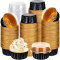 100pcs Of Aluminum Foil Baking Cups (50 Lids+50 Boxes) - Cow Colored Baking Tray Suitable For Weddings, Birthday Parties, Event Catering - Cream Pudding, French Cream Cake, Pancake Molds, High-quality Dessert Boxes, Home Bakers, Party Supplies