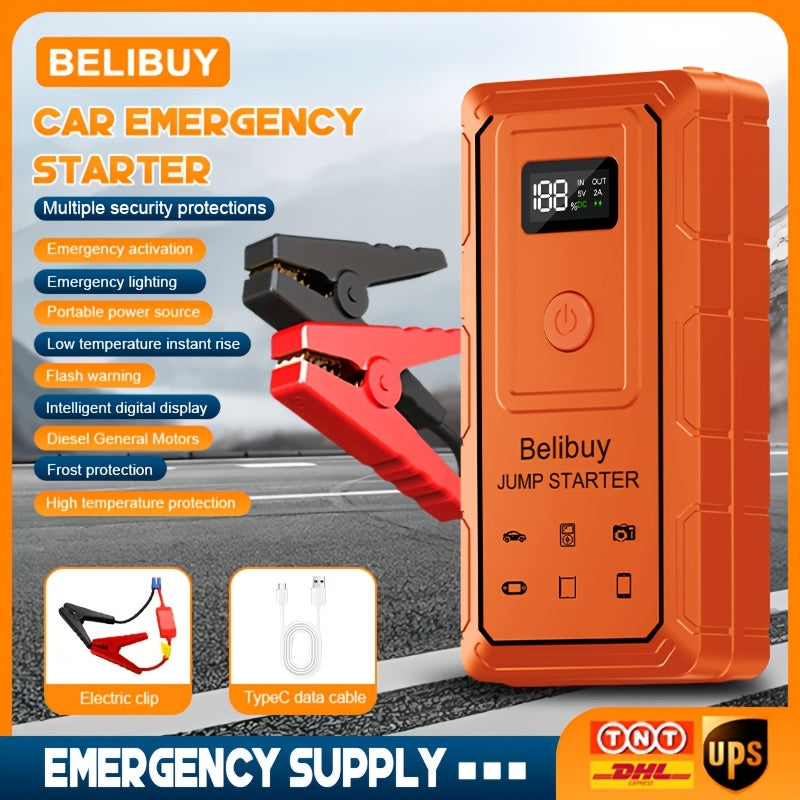 High-Power Portable Car Starter with 6000mAh Rechargeable Battery & USB Charging – Upgraded Emergency Booster for Vehicles Under 36V