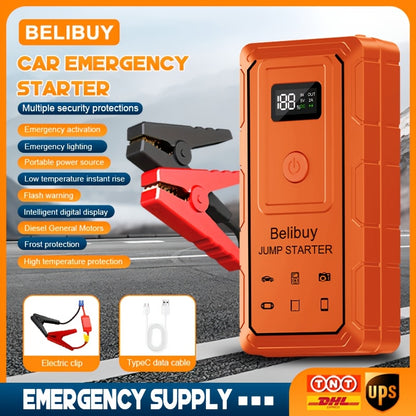 High-Power Portable Car Starter with 6000mAh Rechargeable Battery & USB Charging – Upgraded Emergency Booster for Vehicles Under 36V