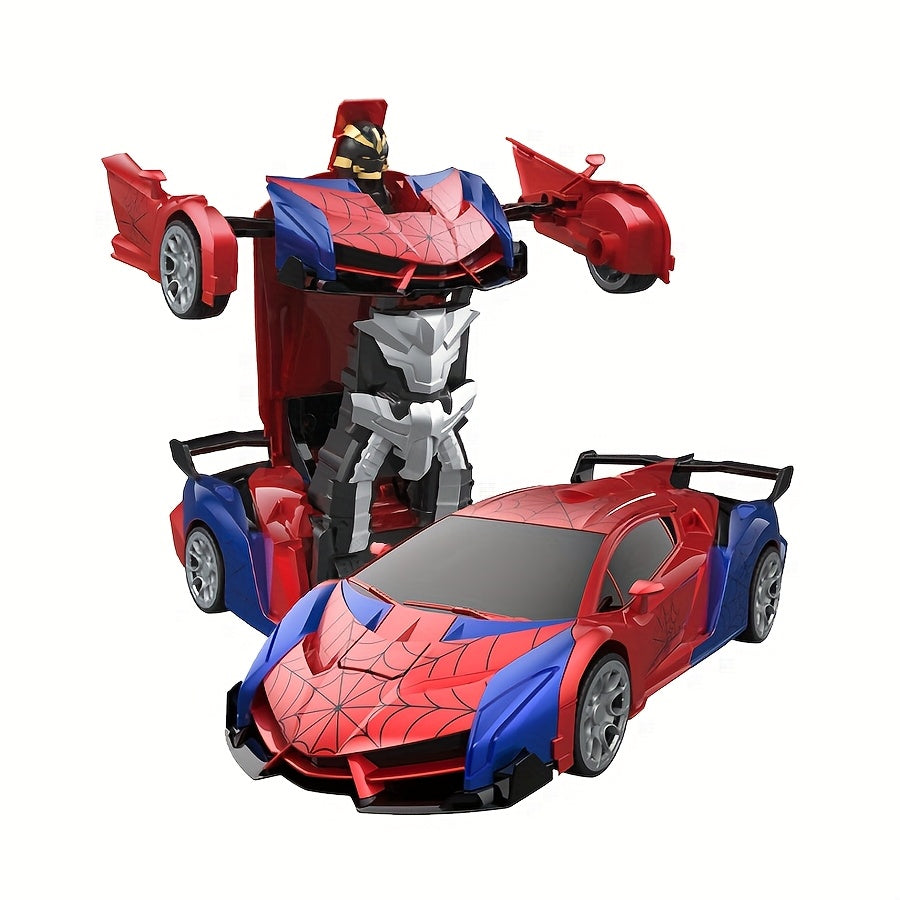 Transforming Car Robot Toy 1:18 Scale - One-Button Deformation, 360 Degree Rotating Drifting, Educational STEM Gift for Kids Age 3 and Up, Birthday Present