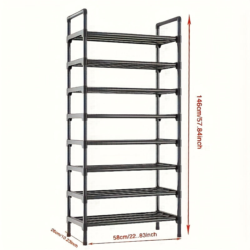 8-Layer Shoe Rack Black Large Capacity Freestanding Organizer for Entryway Hallway Bedroom Living Room - Easy Assembly Stackable Storage Shelf, Canada