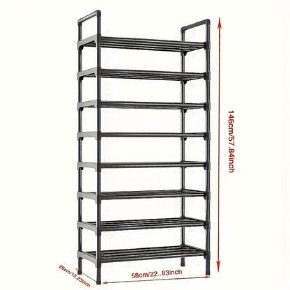 8-Layer Shoe Rack Black Large Capacity Freestanding Organizer for Entryway Hallway Bedroom Living Room - Easy Assembly Stackable Storage Shelf, Canada