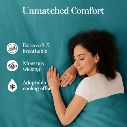 Silver Infused Bamboo Sheet Set 3/4pcs – Ultra-Soft Cooling Bed Sheets with 17" Deep Pockets, Antibacterial Wrinkle-Free Viscose Bedding for Hot Sleepers, Fitted Sheet, Flat Sheet & Pillowcases, Twin Full Queen King, 7 Colours