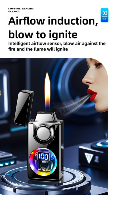 Voice Control Butane Lighter with 5 Ignition Modes – Smart Flip Metal Lighter, Visible Fuel Window, Portable EDC Windproof Lighter for Candles, Camping & Gifts | ShopVora CA
