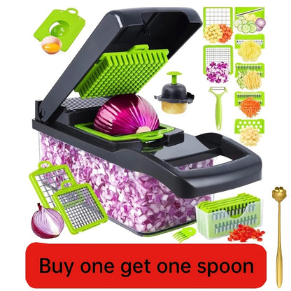 Multifunctional Vegetable Cutter Set 16-Piece with Storage Box – Kitchen Potato Slicer Cucumber Grater Shredder, All-in-One Household Food Prep Utensil Kit | ShopVora CA